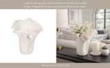 Decorative Vase - White Ceramic Handmade Ruffled Edge, 11 in