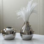 Stainless Steel Vase with Gold Balls, Large
