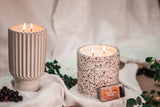Leko Candle (22 oz) - Terrazzo, Planter, Soy Candle: Dry Gin Botanicals