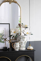 8x5.5x8.5" Luxe Leaf-Decorated Ceramic Pitcher