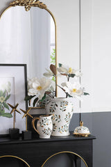 8x5.5x8.5" Luxe Leaf-Decorated Ceramic Pitcher