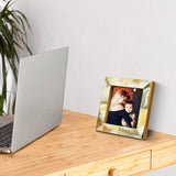 Picture Frames Essence Pattern Horn Inlay Collection in 4 Sizes, White: 8x10