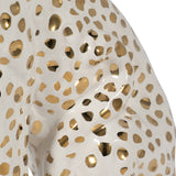 Decorative Figurine - White Ceramic Sitting Leopard,  11 in.