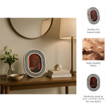 Photo Frame - White/Black Resin Etched Lines, 4x6 in.