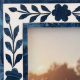 Photo Frame - Blue Resin/Wood Floral Petals, 4x6 in.
