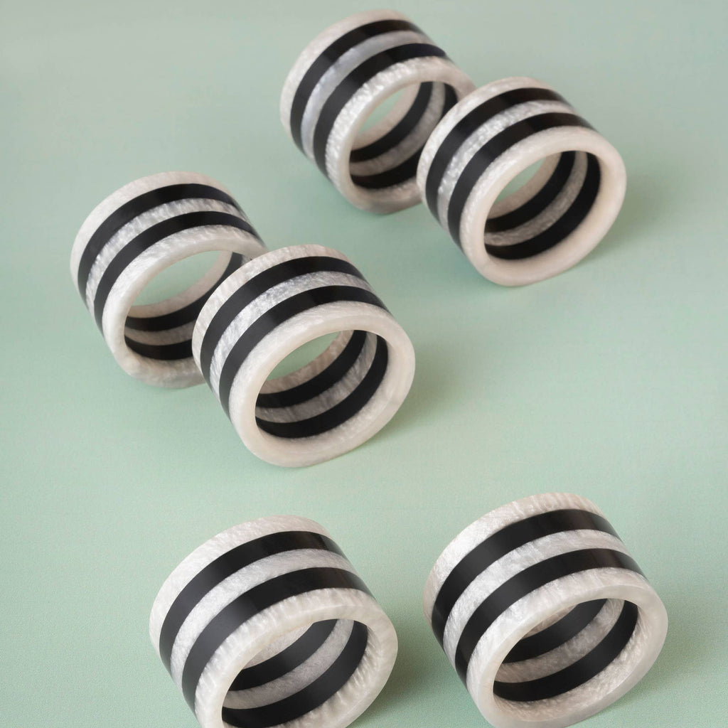 Panama Striped Resin Napkin Rings, Set