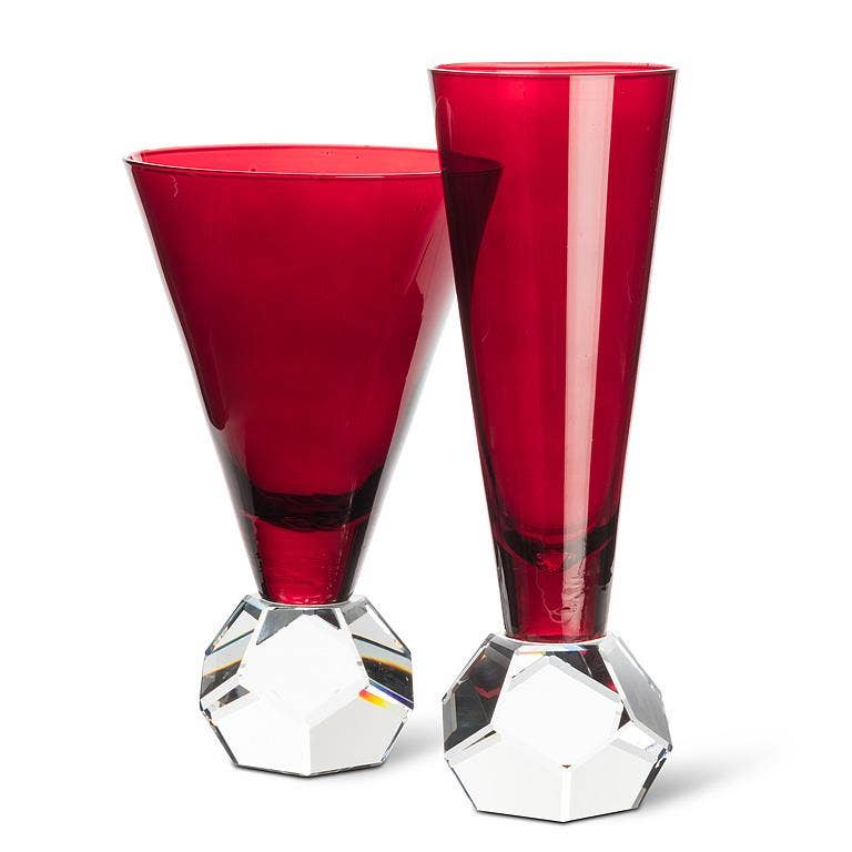 Dark Red Crystal-Base Wine Glass