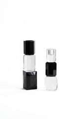 Geometric Crystal & Black Glass Taper Candle Holder Set (Set of 3)