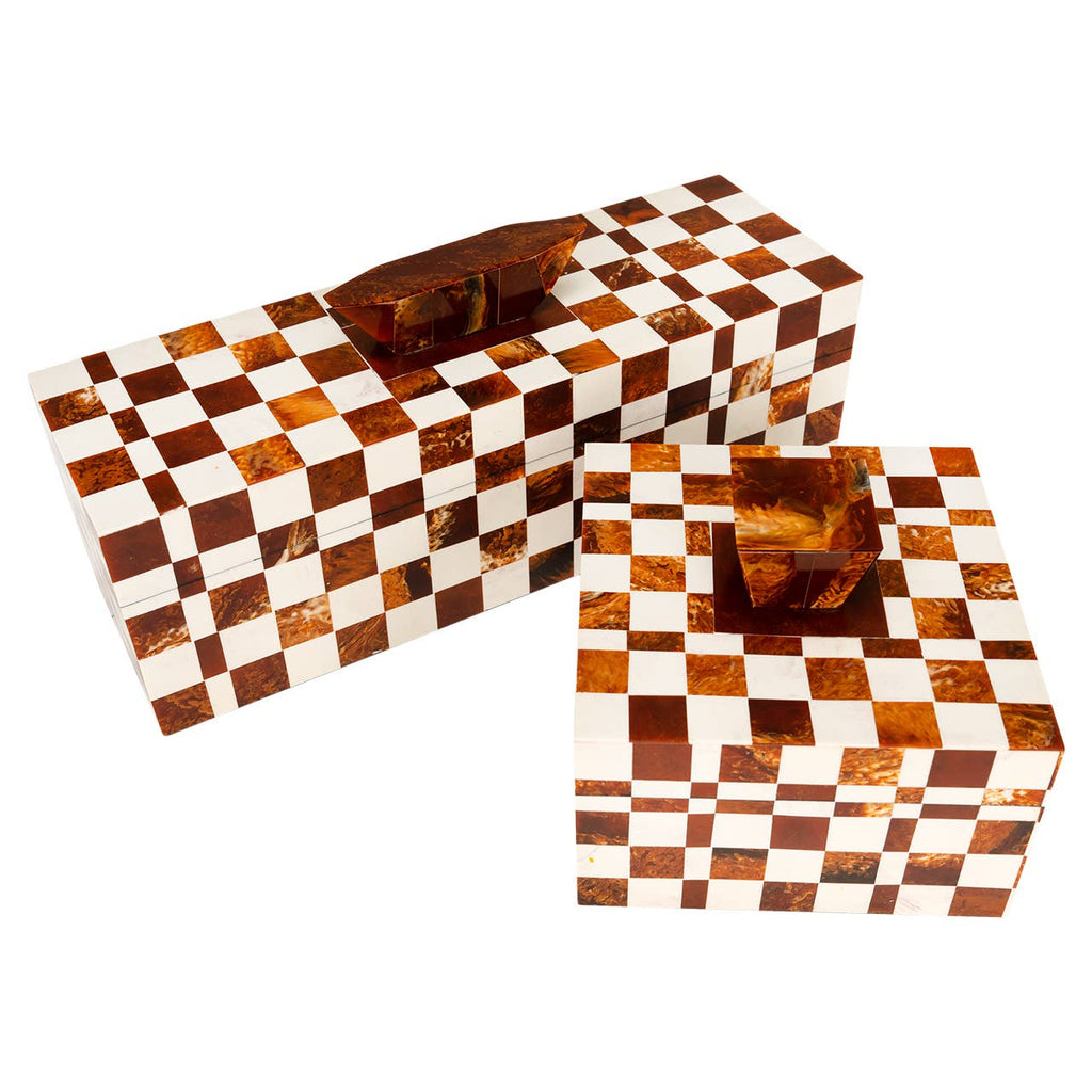 Camiro Brown and White Checkered Box