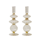 Madelyn Champagne Glass Candle Holder with Gold Trim, Set of 2