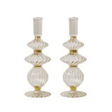 Madelyn Champagne Glass Candle Holder with Gold Trim, Set of 2