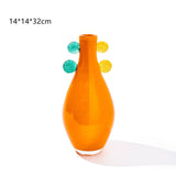 Vintage Artistic Double Handle Gradient Glass Vase: Orange