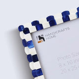 Picture Frames Scalloped Pattern Bone Inlay Collection, Blue: Blue-White / 8x10