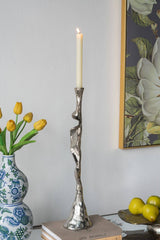 D4.5x21.5" Silver Drift Taper Candle Holder
