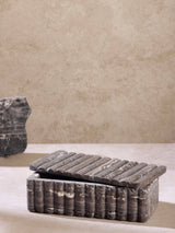 Cuba Ribbed Onyx Decorative Box: Fossil Gray Travertine