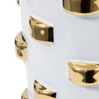 White and Gold Raised Dot Cylinder Vase