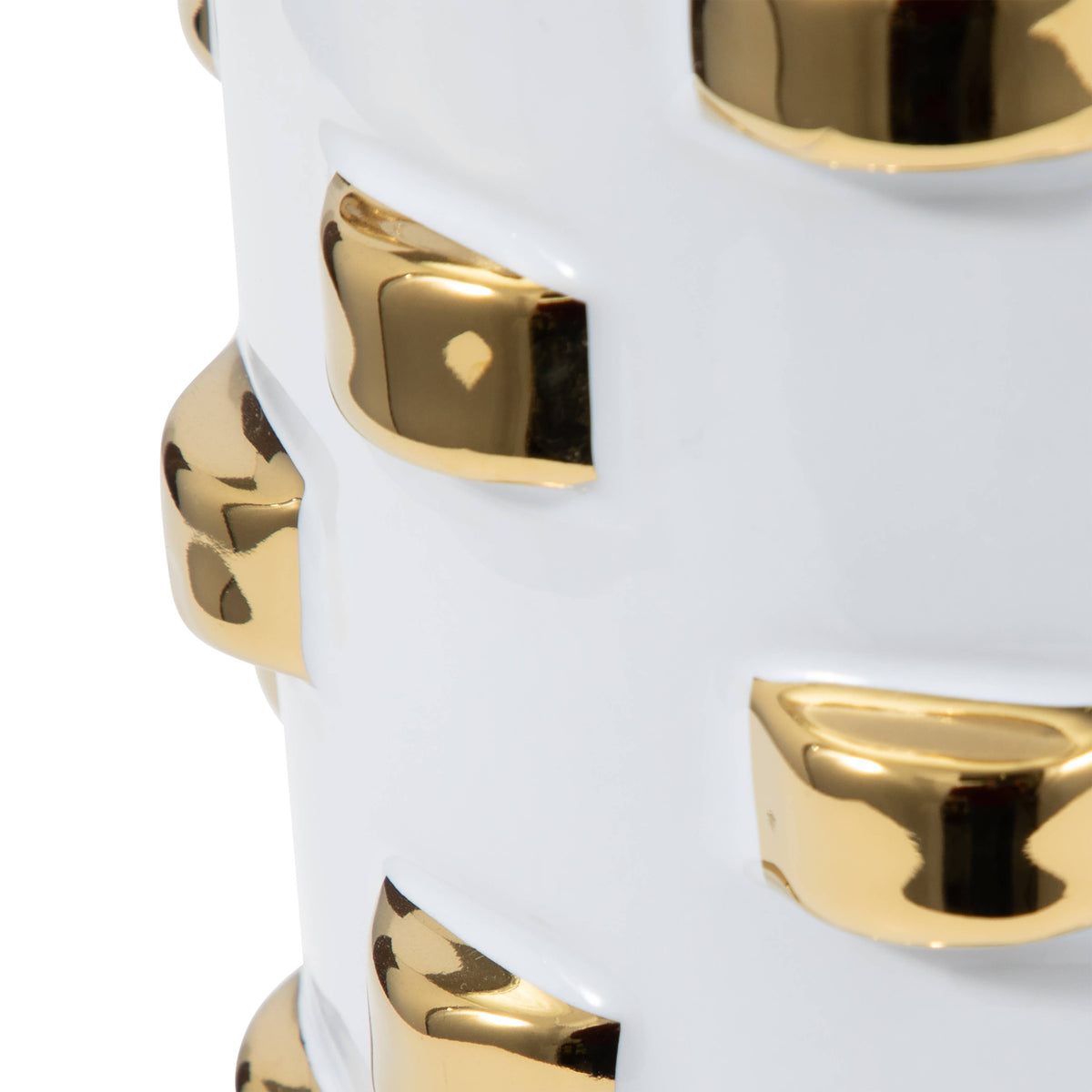 White and Gold Raised Dot Cylinder Vase