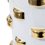 Decorative Vase - White/Gold Ceramic Raised Rectangular,15in