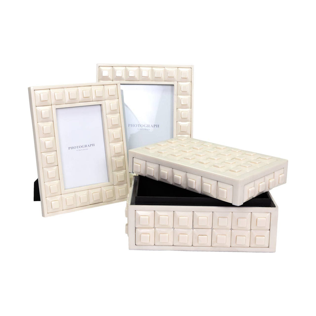 Cisco Beige Geometric Grid Box