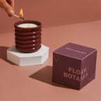Contemporary Kiln Scalloped Candle, Burgundy - Floral