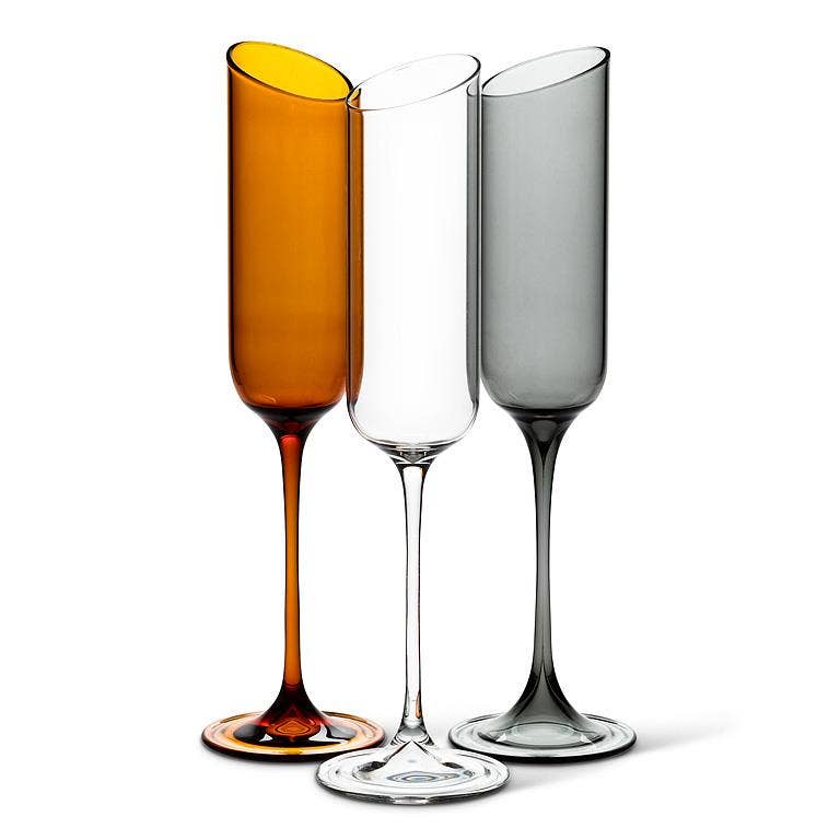 Amber Angle Cut Champagne Flute