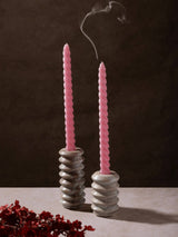 Tracey Ribbed Onyx Candle Holders — Set of 2