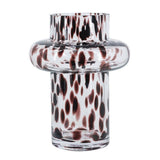 D6x8" Clear Glass Accent Vase with Artistic Amber Spots