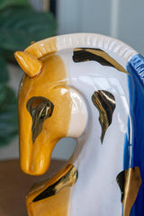 7x4x10.5" Horse Head Sculpture Abstract Multicolored Finish