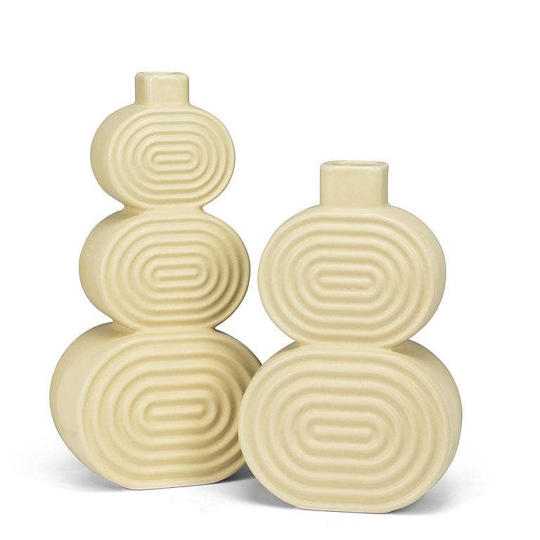 Ridged Triple Oval Ceramic Vase