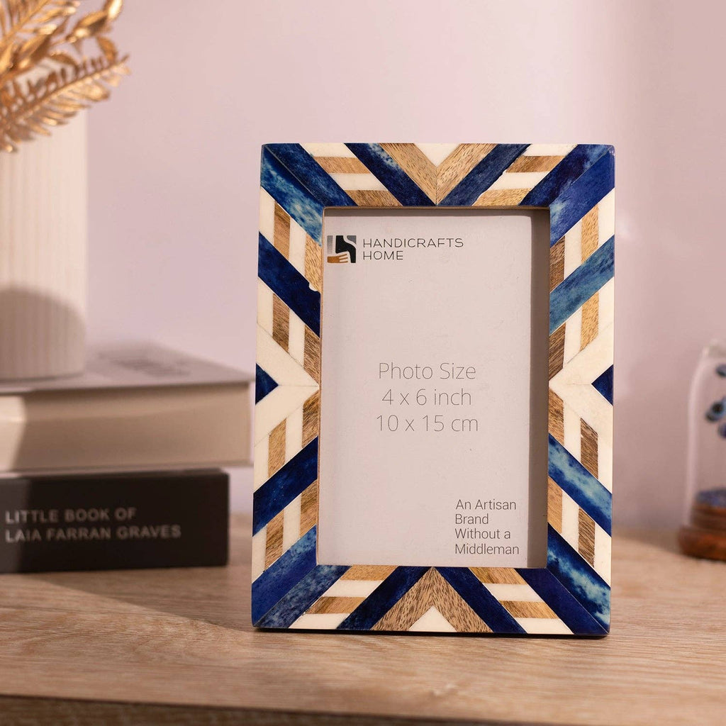 Blue Chevron Inlay Frame, 5x7