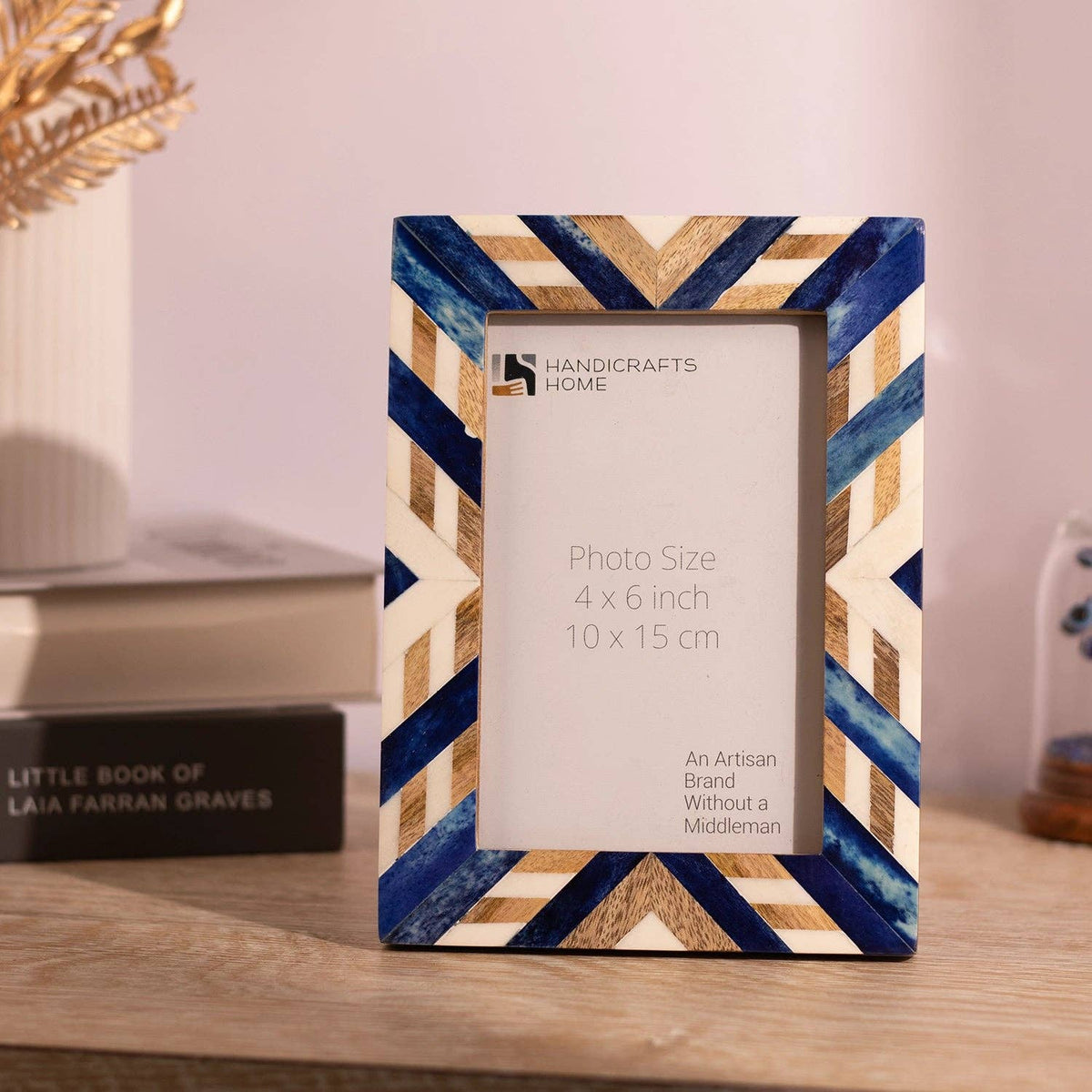Blue Chevron Inlay Frame, 5x7