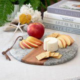 Gray Round Marble & Acacia Wood Charcuterie Board