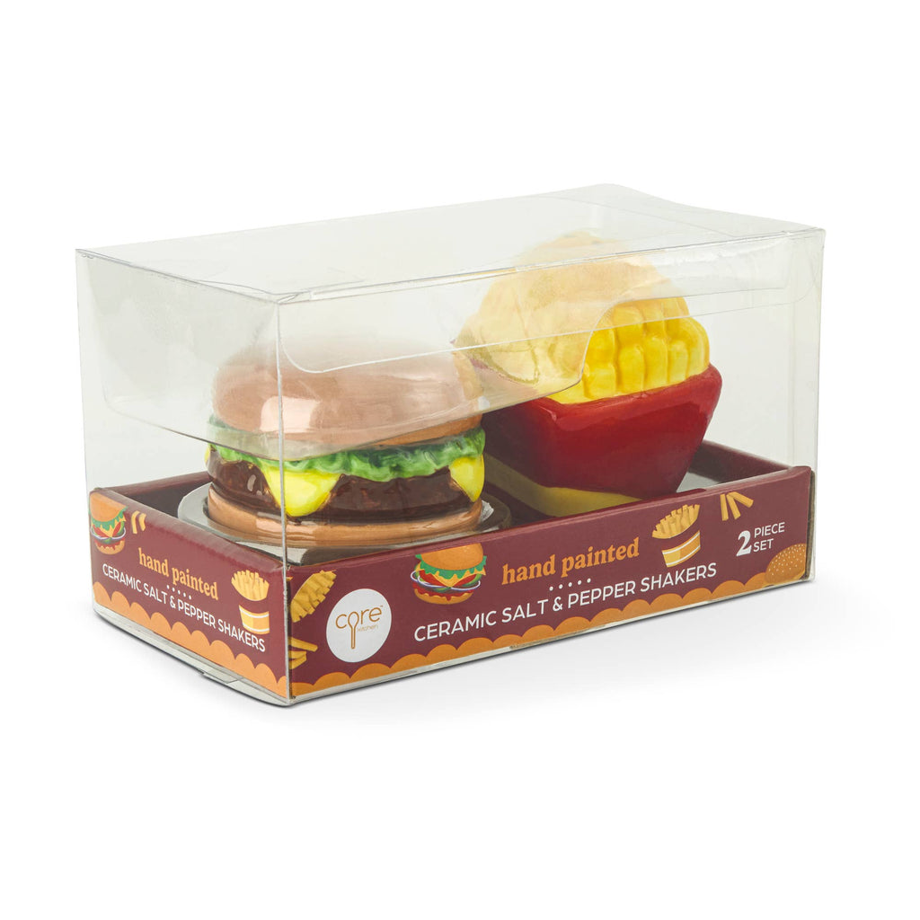 Hamburger & Fries Ceramic Salt & Pepper Shakers
