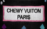 Black Monogram Chewy Vuiton Bone Squeaker Dog Toy: Small / Mini