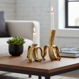 Taper Candleholders Set of 2 - Gold Metal Banana, 5/7 in.