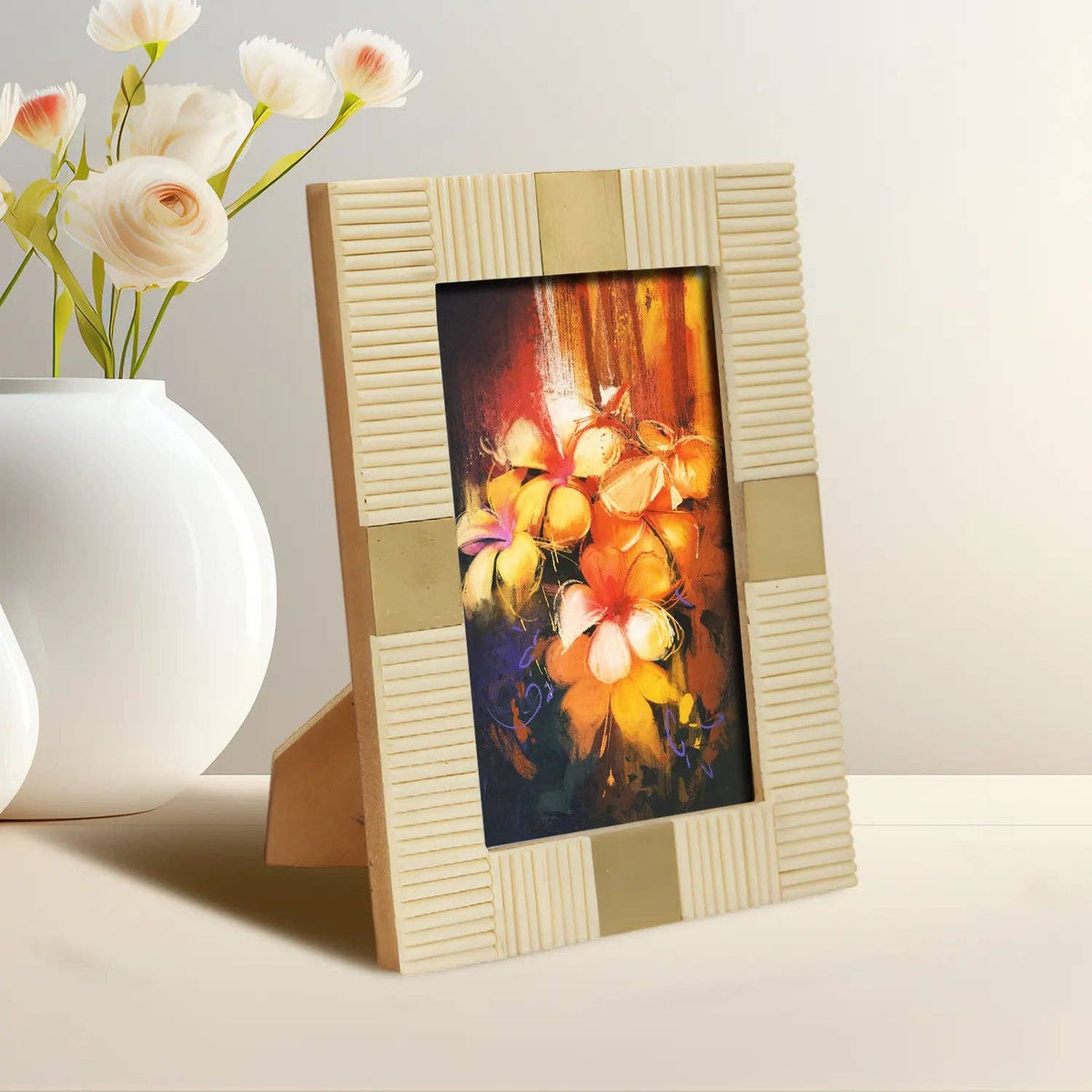 Fluted Bone and Brass Inlay Frame, 8x10