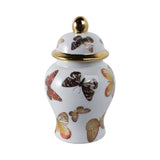 Decorative Jar- White/Black Ceramic Tall Butterflies, 8 in.