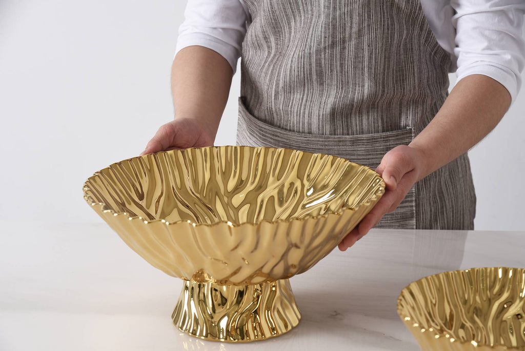 Mascali D'oro Gold Large Footed Bowl