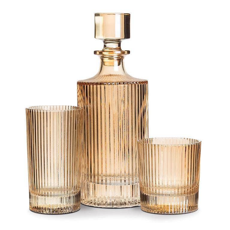 Amber Optic Glass Decanter