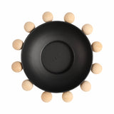 Decorative Bowl - Black Wood/Metal Round Large Knobs, 13 in.