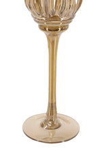 Set Of 3 Tulip Glass Candle Holder - Amber Luster