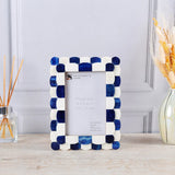 Picture Frames Scalloped Pattern Bone Inlay Collection, Blue: Blue-White / 8x10