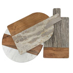 Round White Marble and Acacia Wood Charcuterie Board