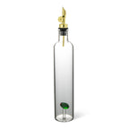 Olive Motif Glass Oil Bottle with Gold Lid