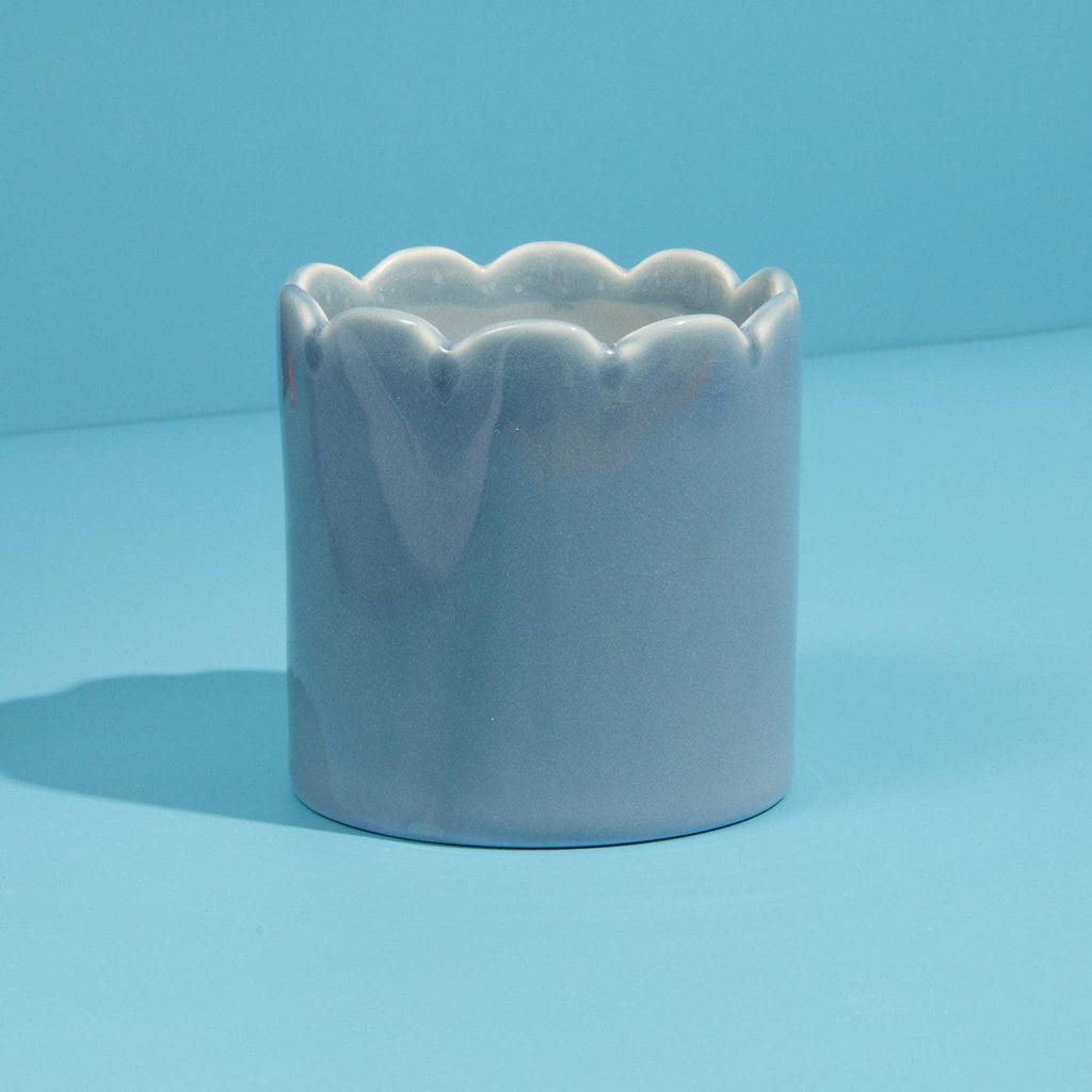 Contemporary Kiln Scalloped Candle, Sky Blue