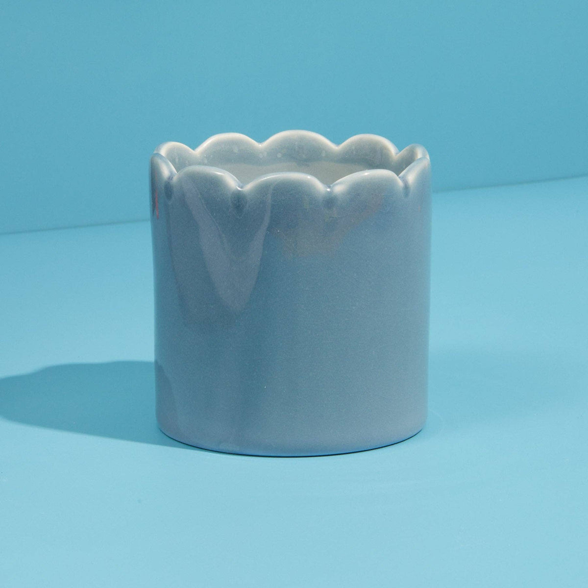 Contemporary Kiln Scalloped Candle, Sky Blue