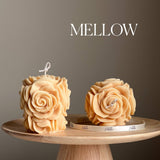 Handmade Rose Flower Candle | Vegan Soy Pillar Candle: Nude / Unscented