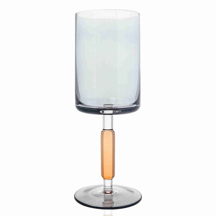 Amber and Smoke Stemmed Wine Glasses, Set of 6, Smoke and Amber
