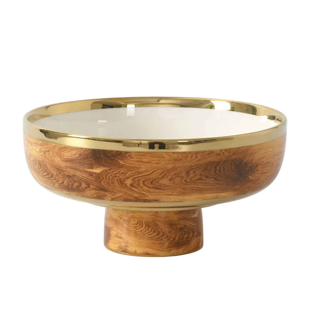 Madera Wood and Gold Medium Footed Bowl