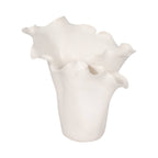 White Ruffled Edge Ceramic Vase, Medium